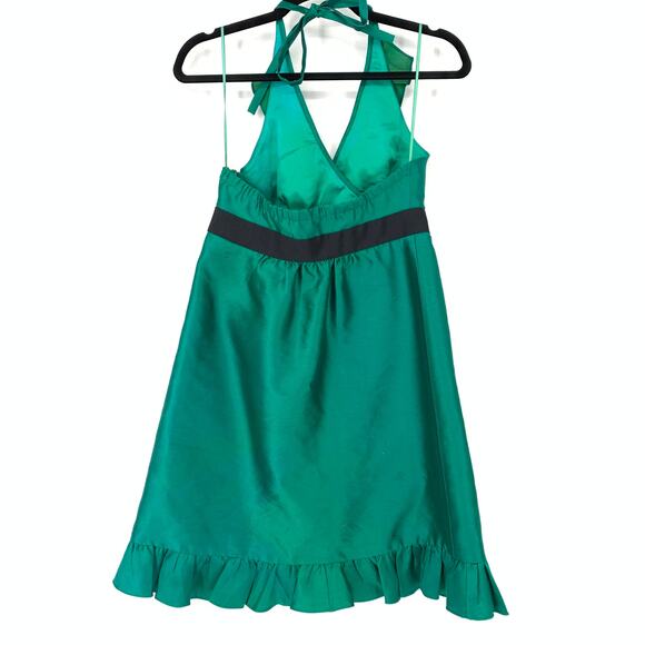 Tibi Dress Women's Apx Sz S Ruffled Halter Mini Sleeveless Solid Green - Picture 4 of 8